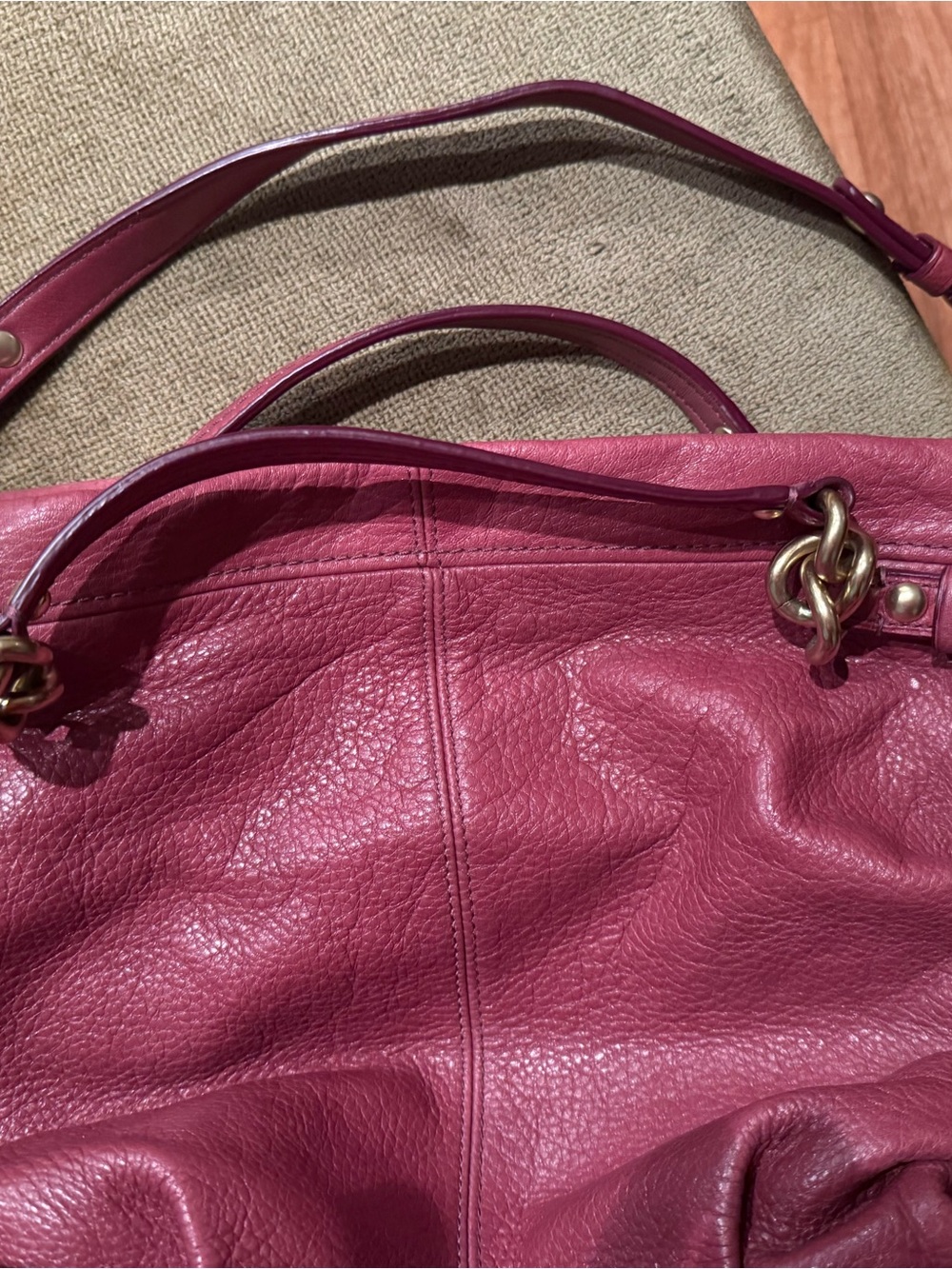 Coach Pebbled Leather Shoulder Bag in Raspberry